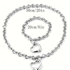 Collar y pulsera con dije de corazón 💟